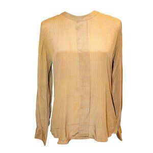 Giorgio Armani Beige Polka Dot Button-Back Long-Sleeve Blouse Size 44 Made In It